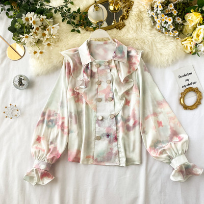 Μοντέρνο γυναικείο πουκάμισο με κουμπιά σε δύο χρώματα