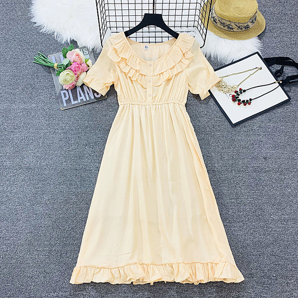 Rochie casual de dama decupata model in galben si alb