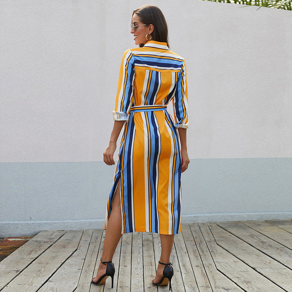 Καθημερινό γυναικείο φόρεμα με κουμπιά και κορδόνια σε δύο χρώματα