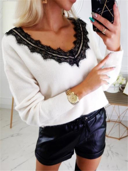 Γυναικεία casual μπλούζα σε λευκό χρώμα με δαντέλα