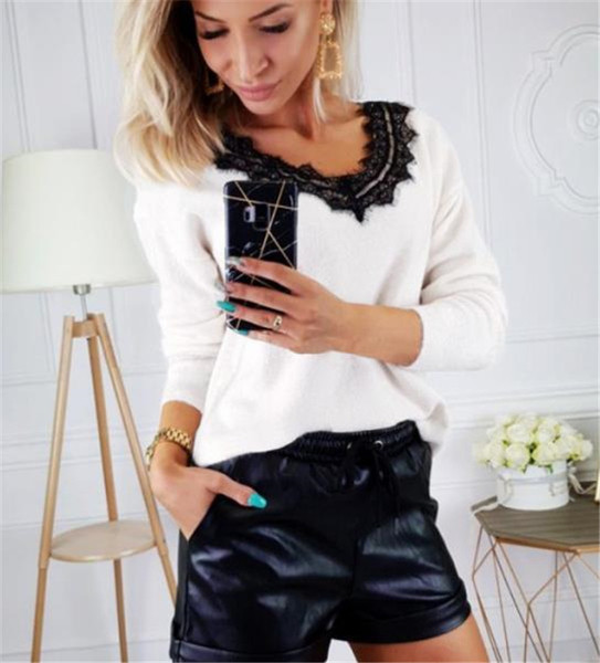 Γυναικεία casual μπλούζα σε λευκό χρώμα με δαντέλα