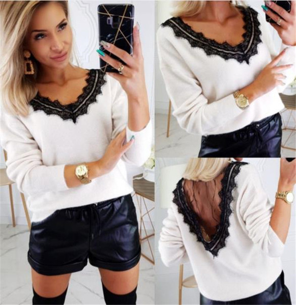 Γυναικεία casual μπλούζα σε λευκό χρώμα με δαντέλα