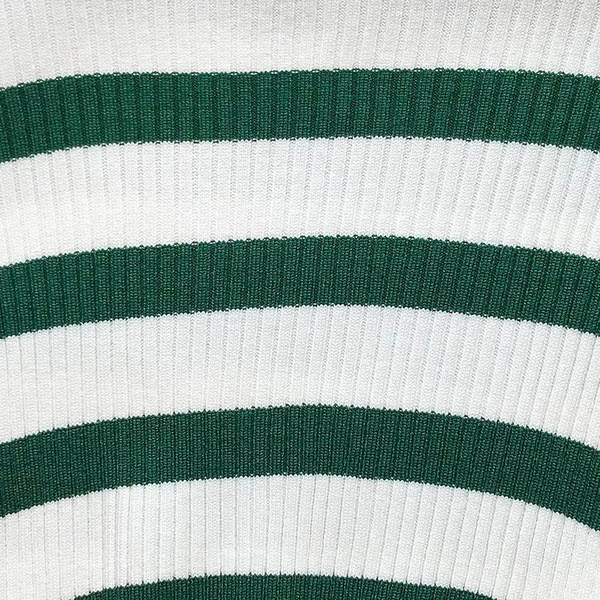 Pulover de damă în dungi cu decolteu oval în verde