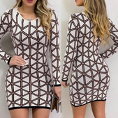 Rochie casual de dama cu decolteu oval si maneci lungi