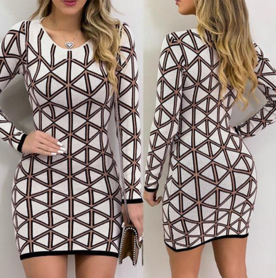 Rochie casual de dama cu decolteu oval si maneci lungi