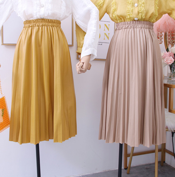 Új modell modern női rakott szoknya sárga, zöld, rózsaszín és fekete színekben