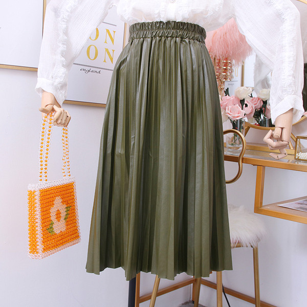 Új modell modern női rakott szoknya sárga, zöld, rózsaszín és fekete színekben