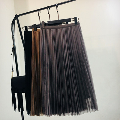 Modern női rakott szoknya magas derékkal