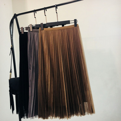 Modern női rakott szoknya magas derékkal