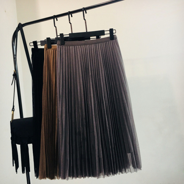 Modern női rakott szoknya magas derékkal