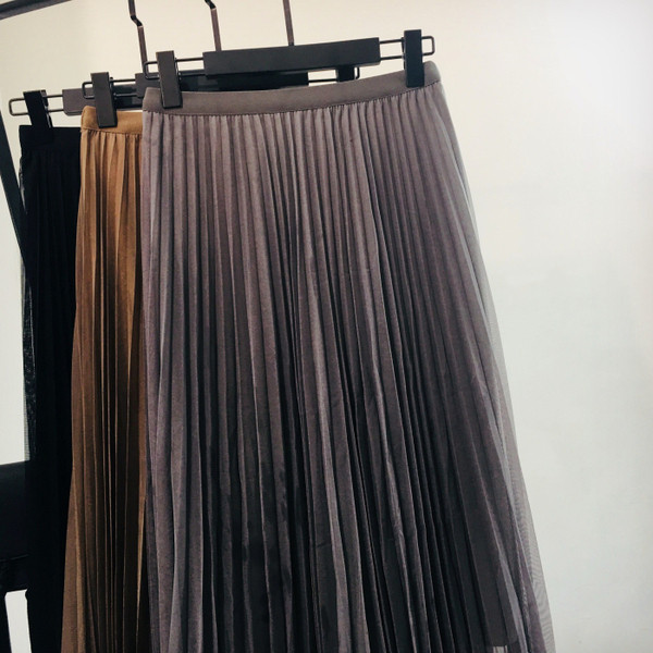 Modern női rakott szoknya magas derékkal