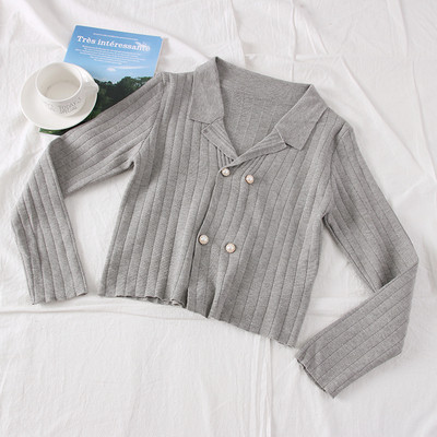 Pulover de dama model nou cu nasturi si decolteu spitz in negru, gri, rosu si bej