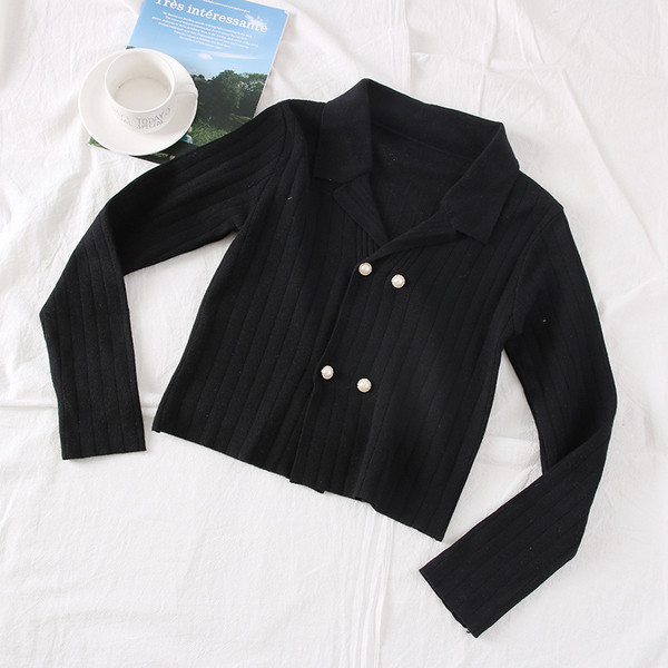 Pulover de dama model nou cu nasturi si decolteu spitz in negru, gri, rosu si bej