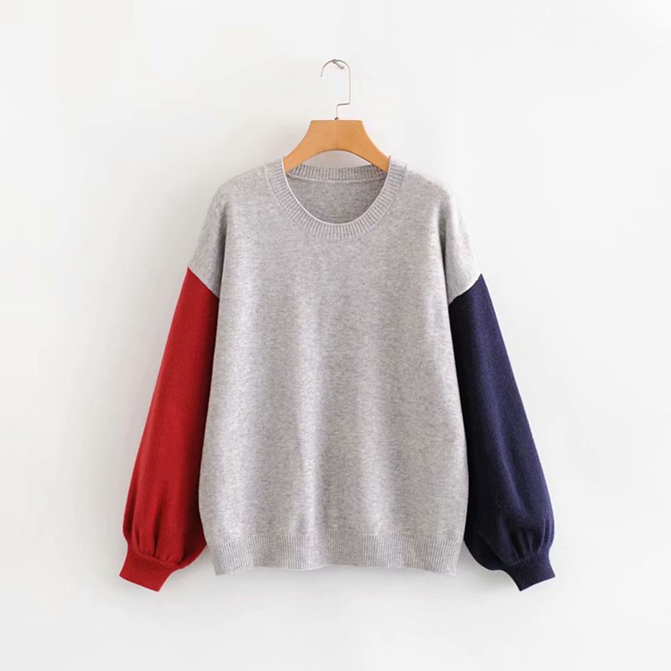 Γυναικείο πουλόβερ σε τρία χρώματα με χρωματιστά μανίκια