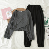 Set sport pentru femei din două părți, gri și negru