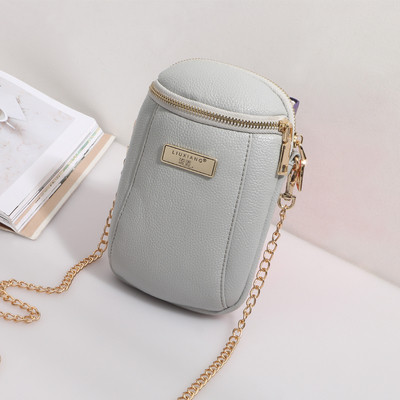 Casual γυναικεία τσάντα με μακρύ χερούλι και φερμουάρ σε μαύρο, ροζ και γκρι χρώμα