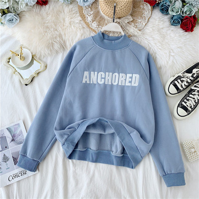 Bluză casual de damă în patru culori cu inscripție și mâneci lungi