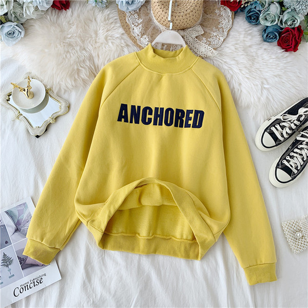 Bluză casual de damă în patru culori cu inscripție și mâneci lungi