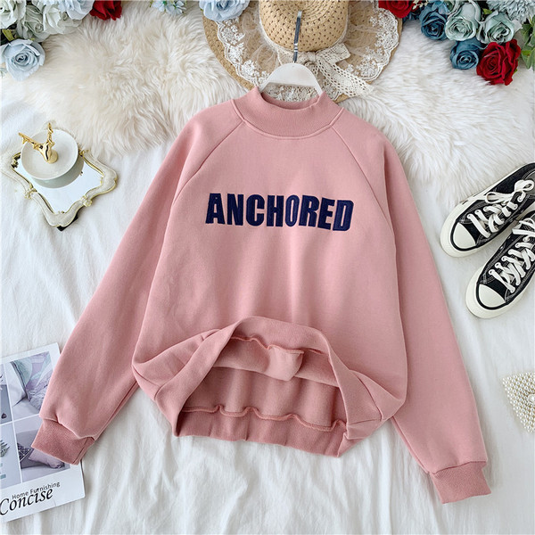 Bluză casual de damă în patru culori cu inscripție și mâneci lungi