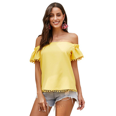 Casual Γυναικεία T-shirt σε κίτρινο, μπλε και μαύρο χρώμα