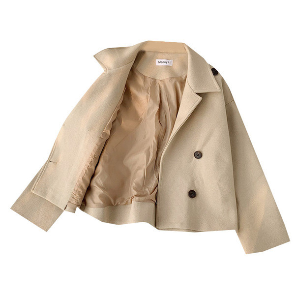 Дамско ежедневно палто с копчета и джоб в бежов,сив и кафяв цвят