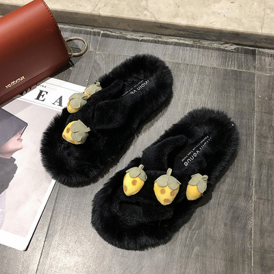 Pehelyszínes női papucs 3D díszítéssel, fekete és zöld színben