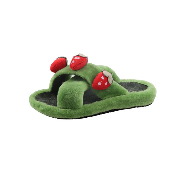 Pehelyszínes női papucs 3D díszítéssel, fekete és zöld színben