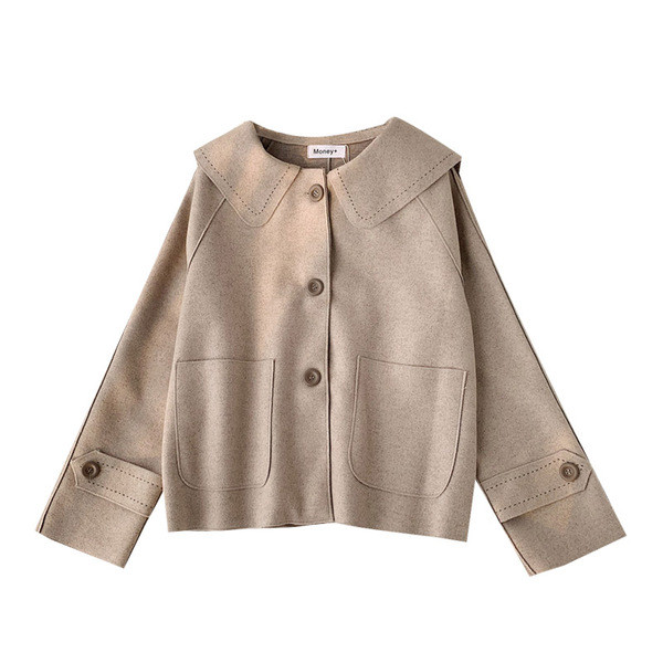 Дамско палто с копчета и джоб в три цвята