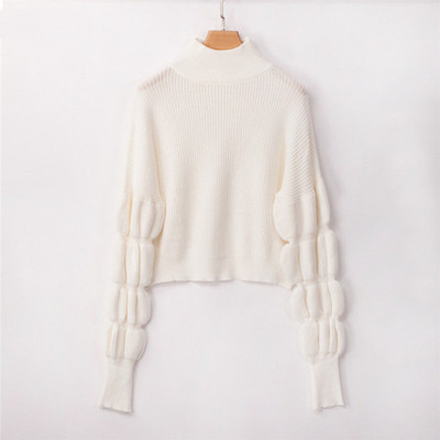 Pulover de dama modern cu guler inalt in alb, negru, rosu si roz