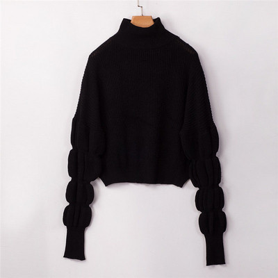 Pulover de dama modern cu guler inalt in alb, negru, rosu si roz