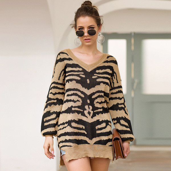 Γυναικείο πουλόβερ με μακρύ μανίκι, κόκκινο και πράσινο χρώμα