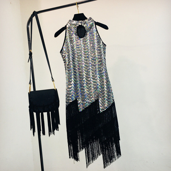 Rochie de dama eleganta model nou cu franjuri si decolteu O