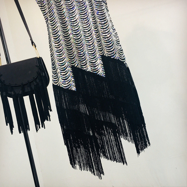 Rochie de dama eleganta model nou cu franjuri si decolteu O