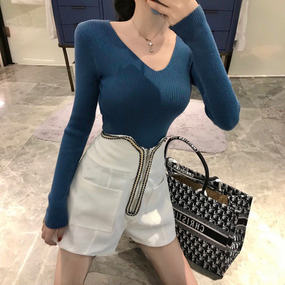 Γυναικεία μπλούζα V-neck Rips σε μπλε, πράσινο, μαύρο και πορτοκαλί χρώμα