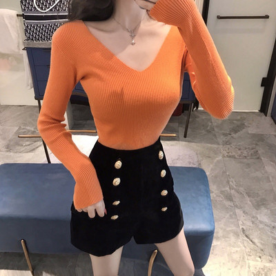 Γυναικεία μπλούζα V-neck Rips σε μπλε, πράσινο, μαύρο και πορτοκαλί χρώμα