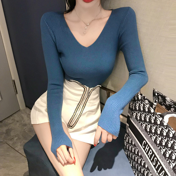 Γυναικεία μπλούζα V-neck Rips σε μπλε, πράσινο, μαύρο και πορτοκαλί χρώμα