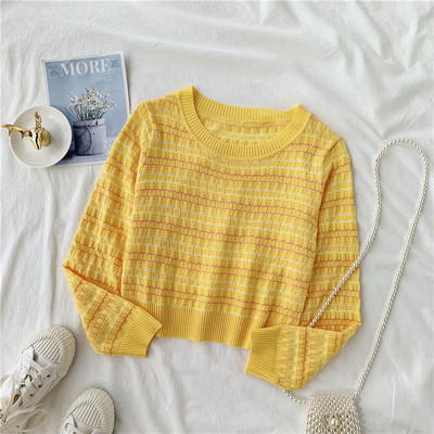 Casual Γυναικεία μπλούζα με οβάλ λαιμόκοψη σε μπλε, κίτρινο, μαύρο, πράσινο και ροζ χρώμα