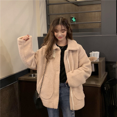 Palton moale de dama in doua culori cu guler inalt