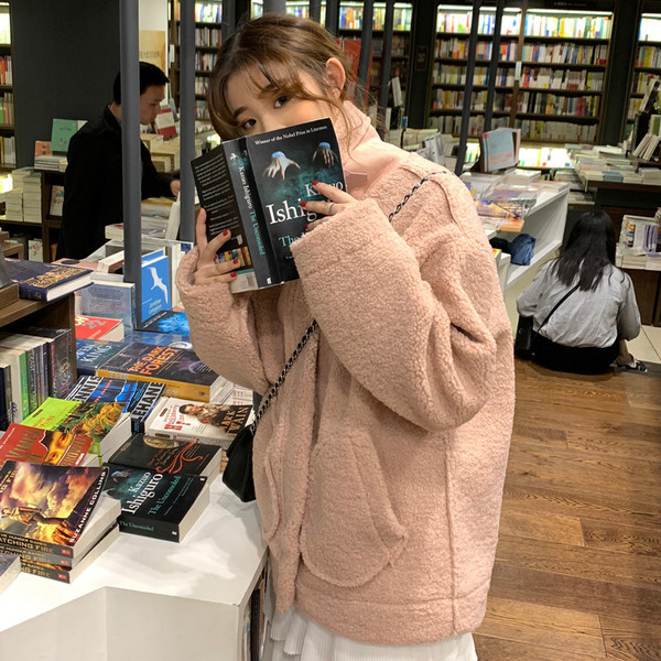 Palton moale de dama in doua culori cu guler inalt