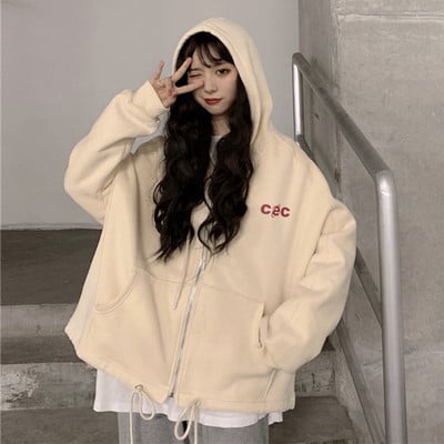 Γυναικείο καθημερινό φούτερ με κουκούλα σε δύο χρώματα