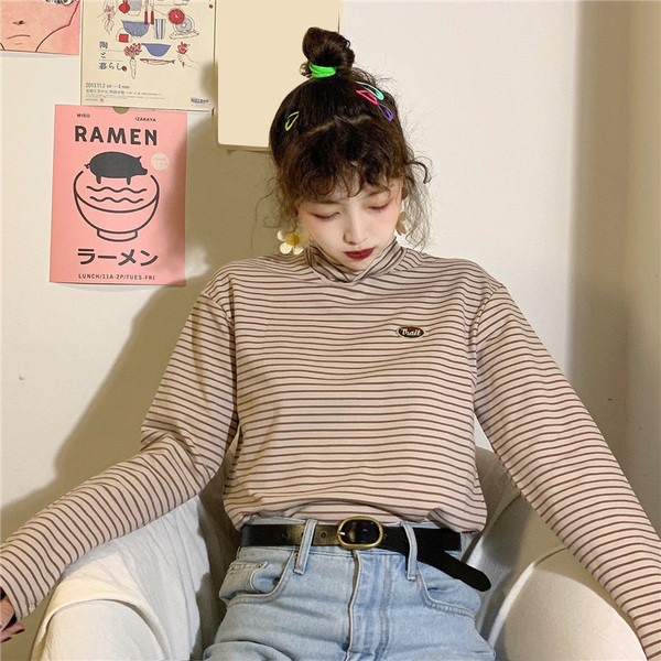 Γυναικεία casual μπλούζα με ψηλό γιακά σε δύο χρώματα