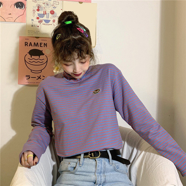 Γυναικεία casual μπλούζα με ψηλό γιακά σε δύο χρώματα