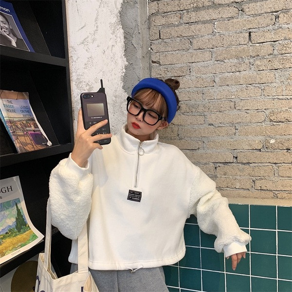 Γυναικείο καοντό φούτερ με φερμουάρ σε δύο χρώματα