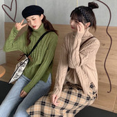 Μοντέρνο πουλόβερ γυναικείο σε πράσινο και καφέ χρώμα