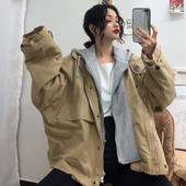 Női alkalmi kabát széles modell két színben kapucnival