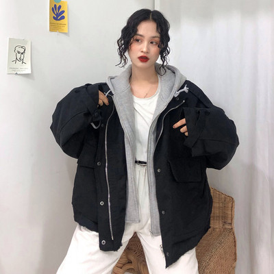 Női alkalmi kabát széles modell két színben kapucnival