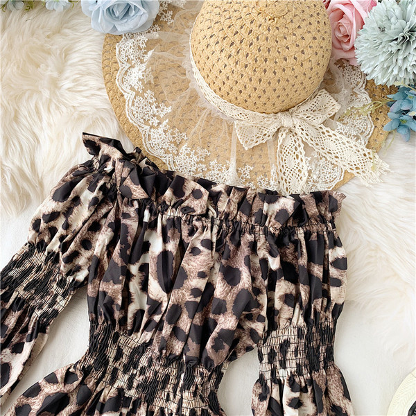 Modern női blúz ejtett ujjú, leopárdmintás több színben