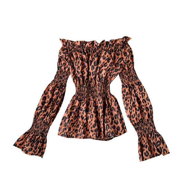 Modern női blúz ejtett ujjú, leopárdmintás több színben