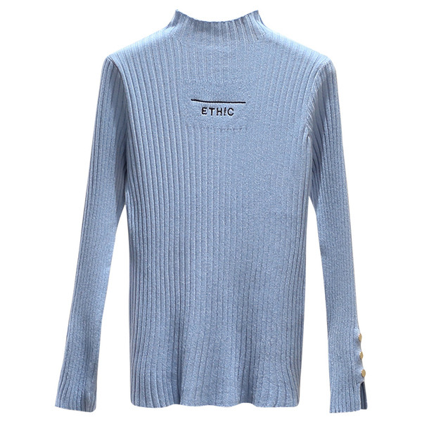 Νέο μοντέλο γυναικείο πουλόβερ γυναικών με κολάρο και κουμπιά σε μαύρο, μπλε και μπεζ χρώμα