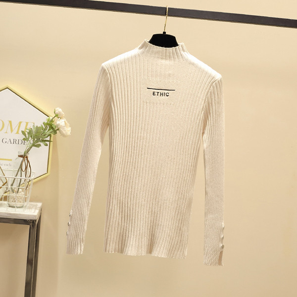 Νέο μοντέλο γυναικείο πουλόβερ γυναικών με κολάρο και κουμπιά σε μαύρο, μπλε και μπεζ χρώμα